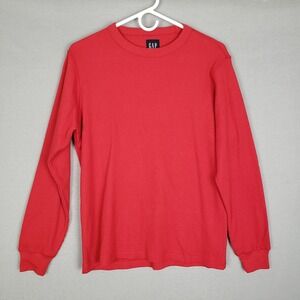 GAP Size XS Waffle Knit Long Sleeve Henley Top Red Cabincore Layering Basic NWT